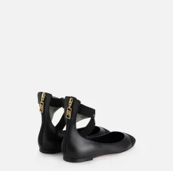 Ballerina in nappa con elastici jacquard