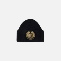 Beanie in lana con patch logo