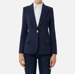 Blazer in crêpe con revers a lancia
