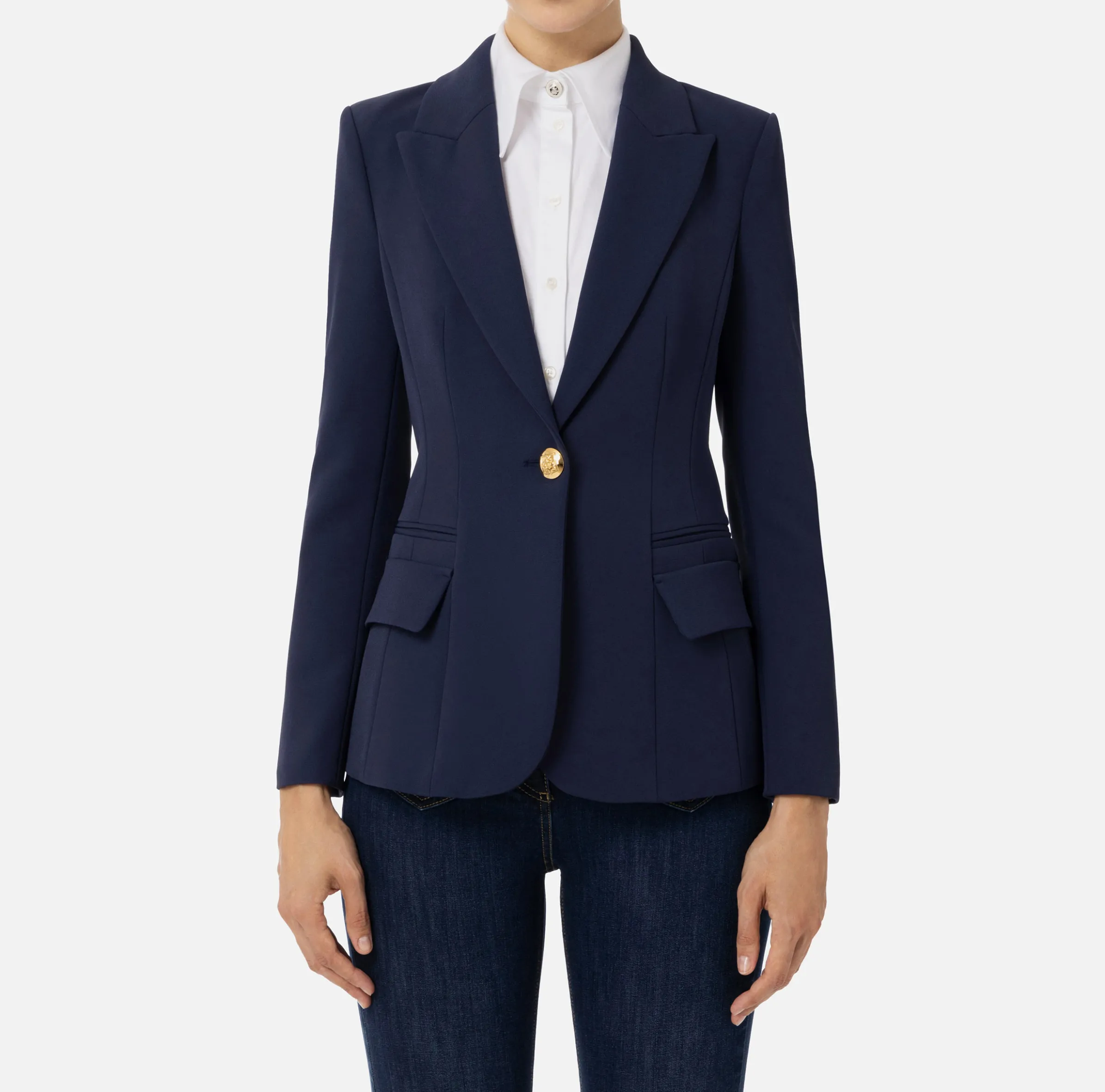 Blazer in crêpe con revers a lancia