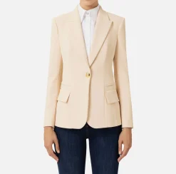 Blazer in crêpe con revers a lancia