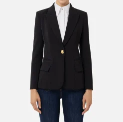 Blazer in crêpe con revers a lancia