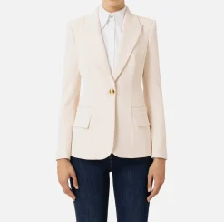 Blazer in crêpe con revers a lancia
