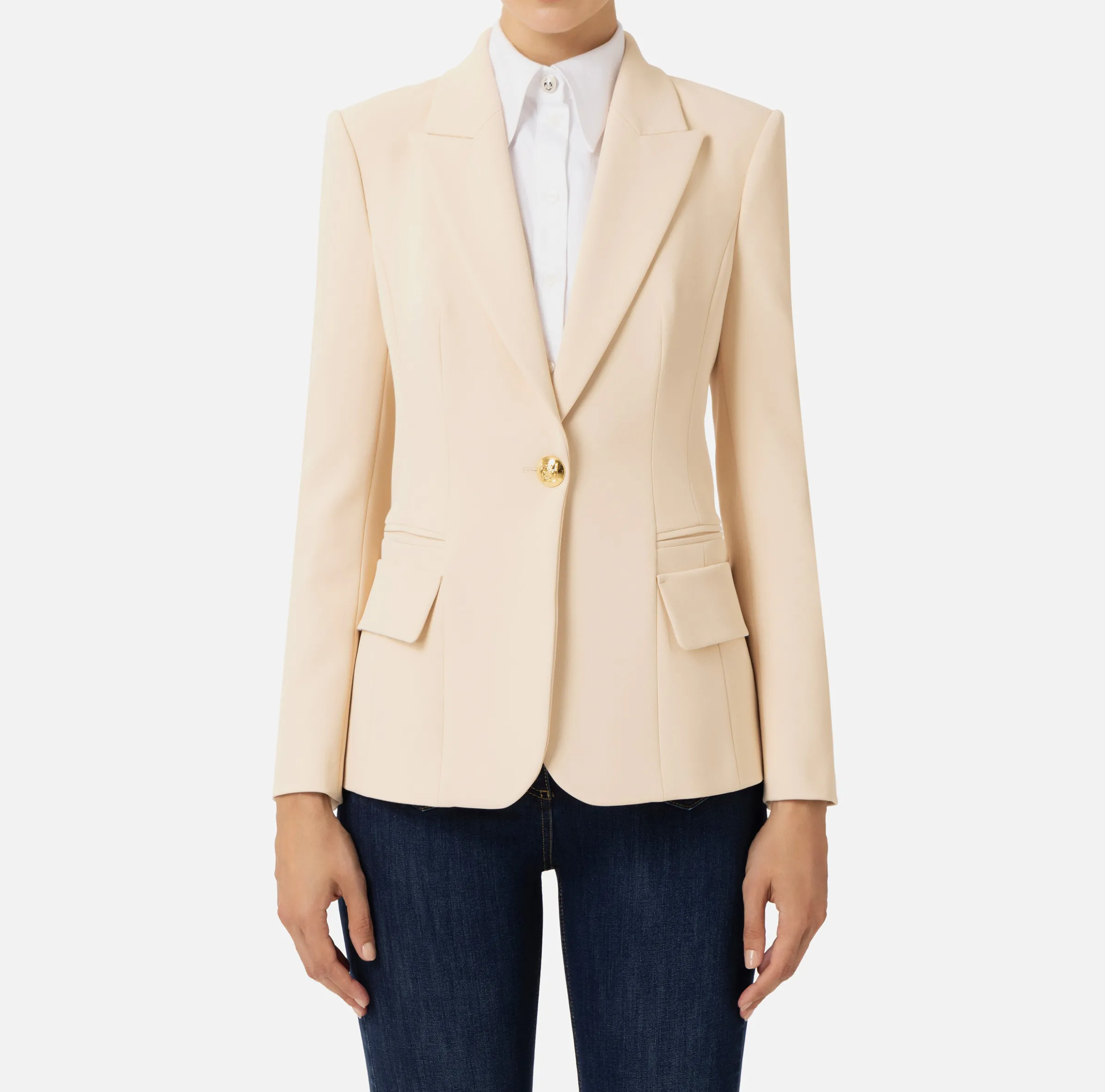 Blazer in crêpe con revers a lancia