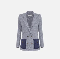 Blazer in viscosa mélange con tasche in vela tecnica