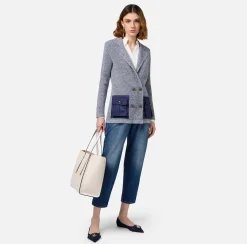 Blazer in viscosa mélange con tasche in vela tecnica