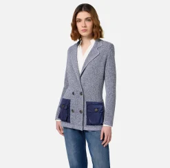Blazer in viscosa mélange con tasche in vela tecnica