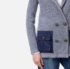 Blazer in viscosa mélange con tasche in vela tecnica