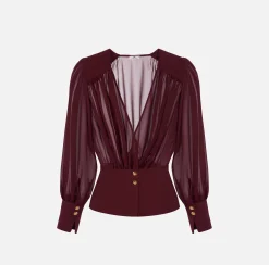 Blusa in georgette con baschina