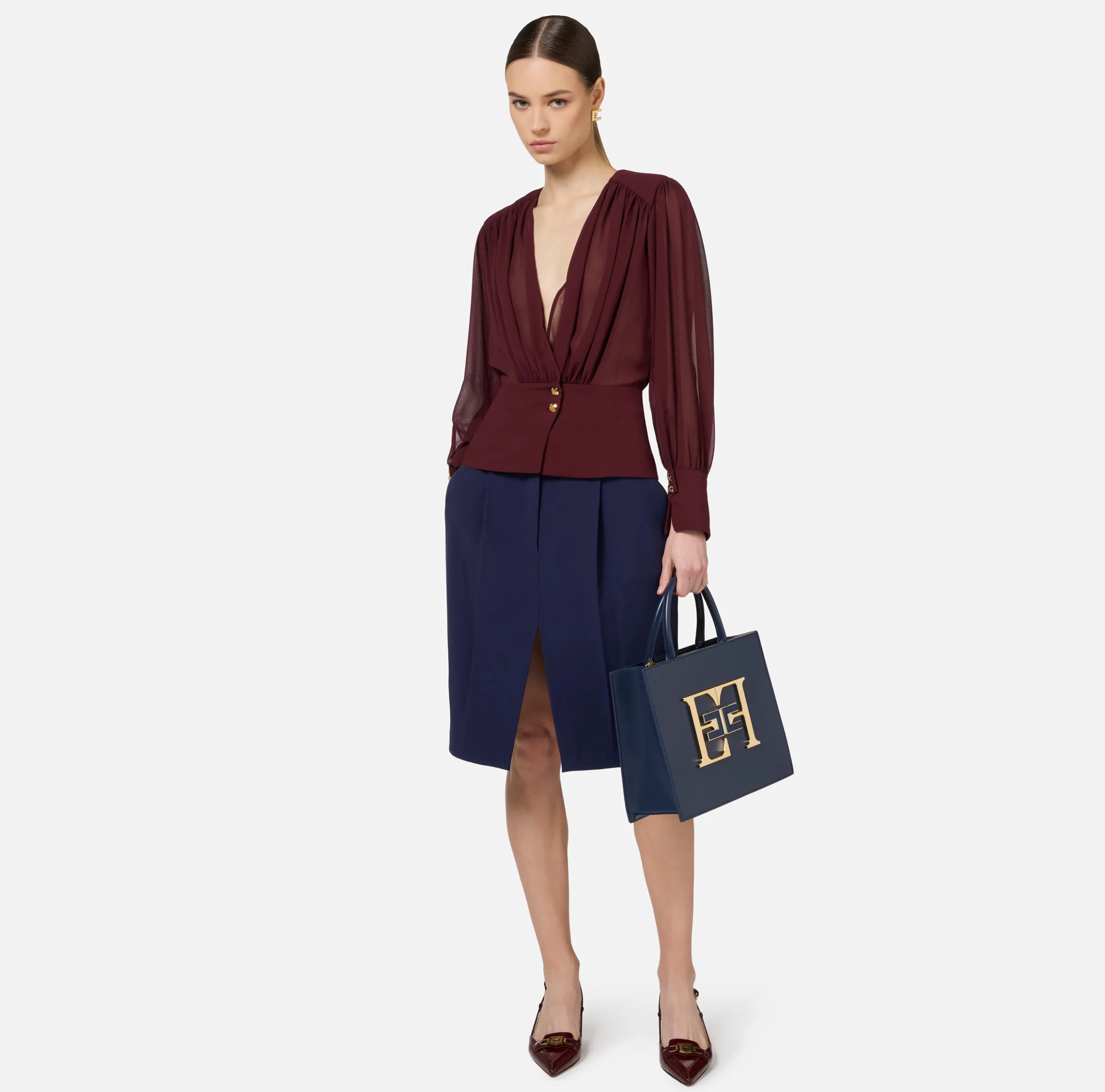 Blusa in georgette con baschina