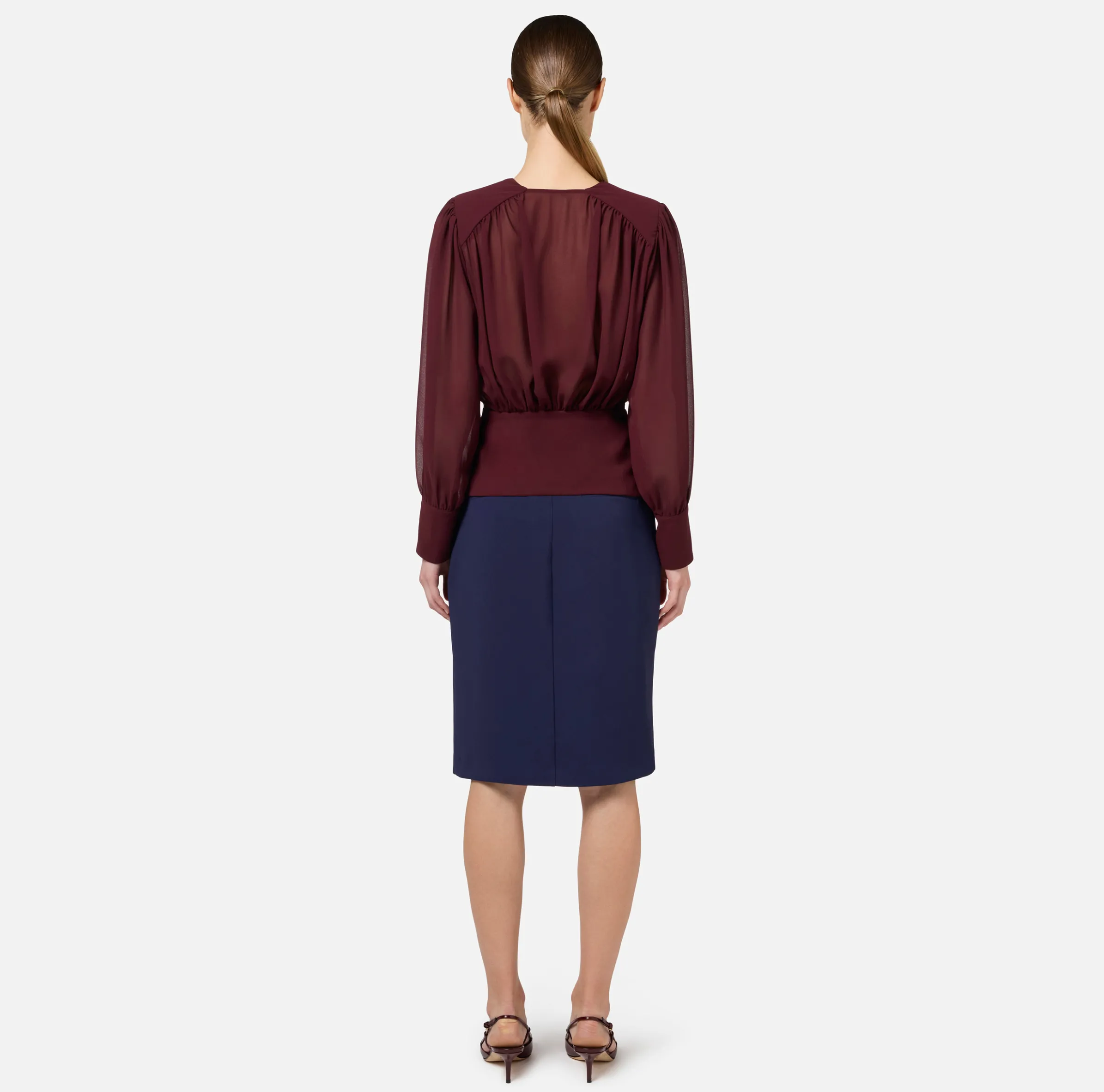Blusa in georgette con baschina