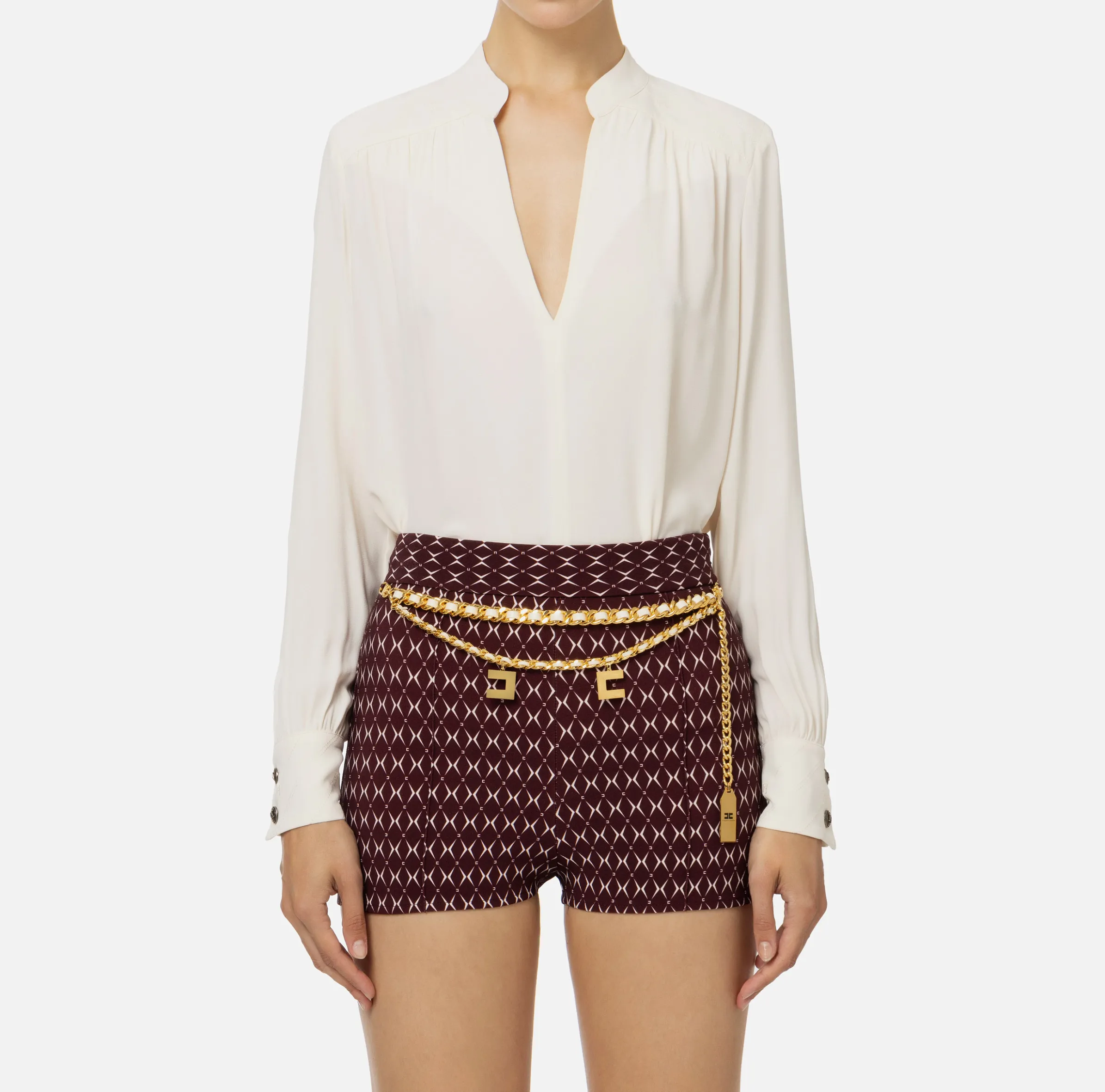 Blusa in georgette con pattern a righe