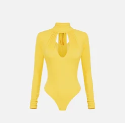 Body in jersey con collo effetto sciarpa