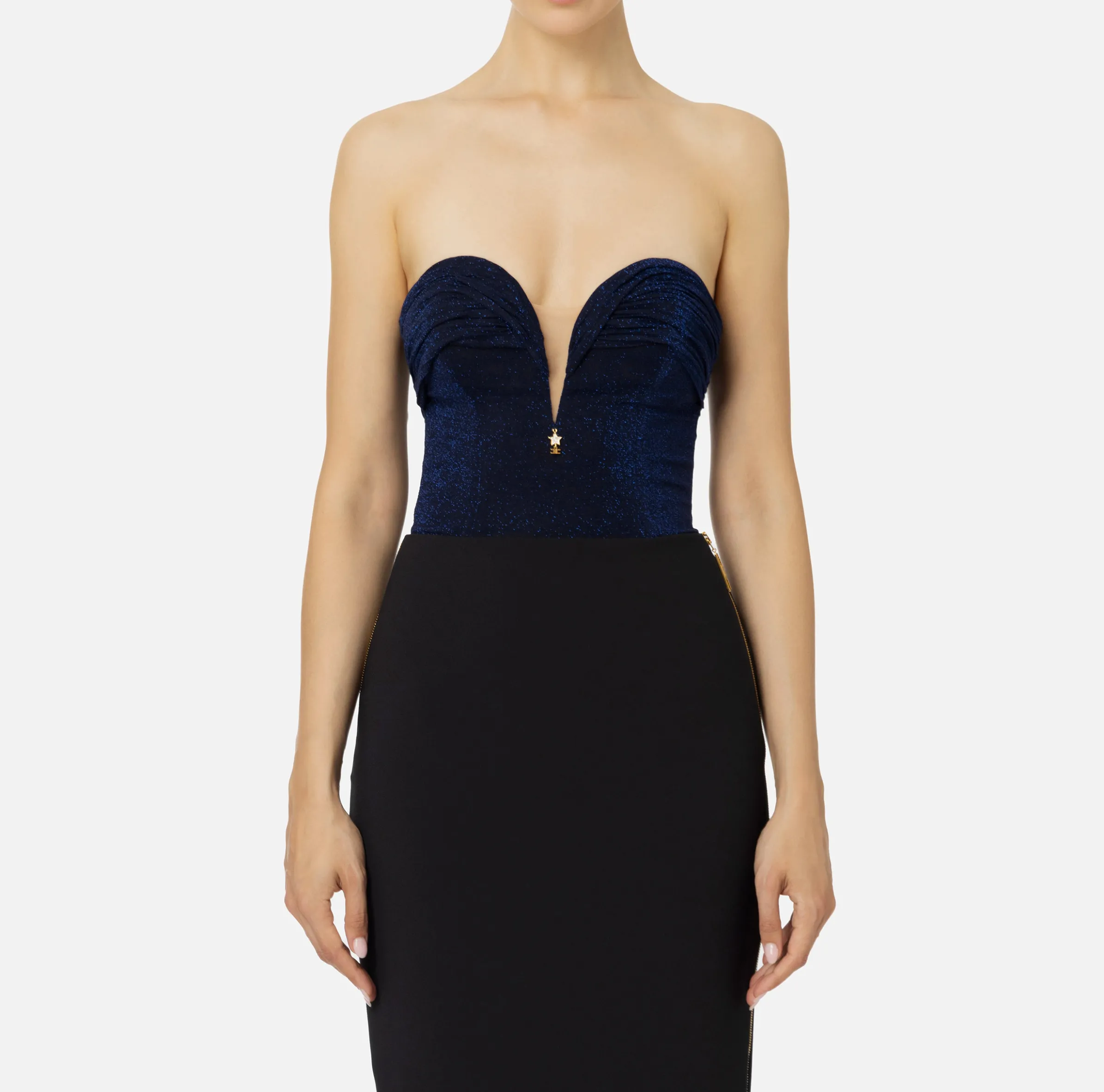 Body in jersey lurex plissettato
