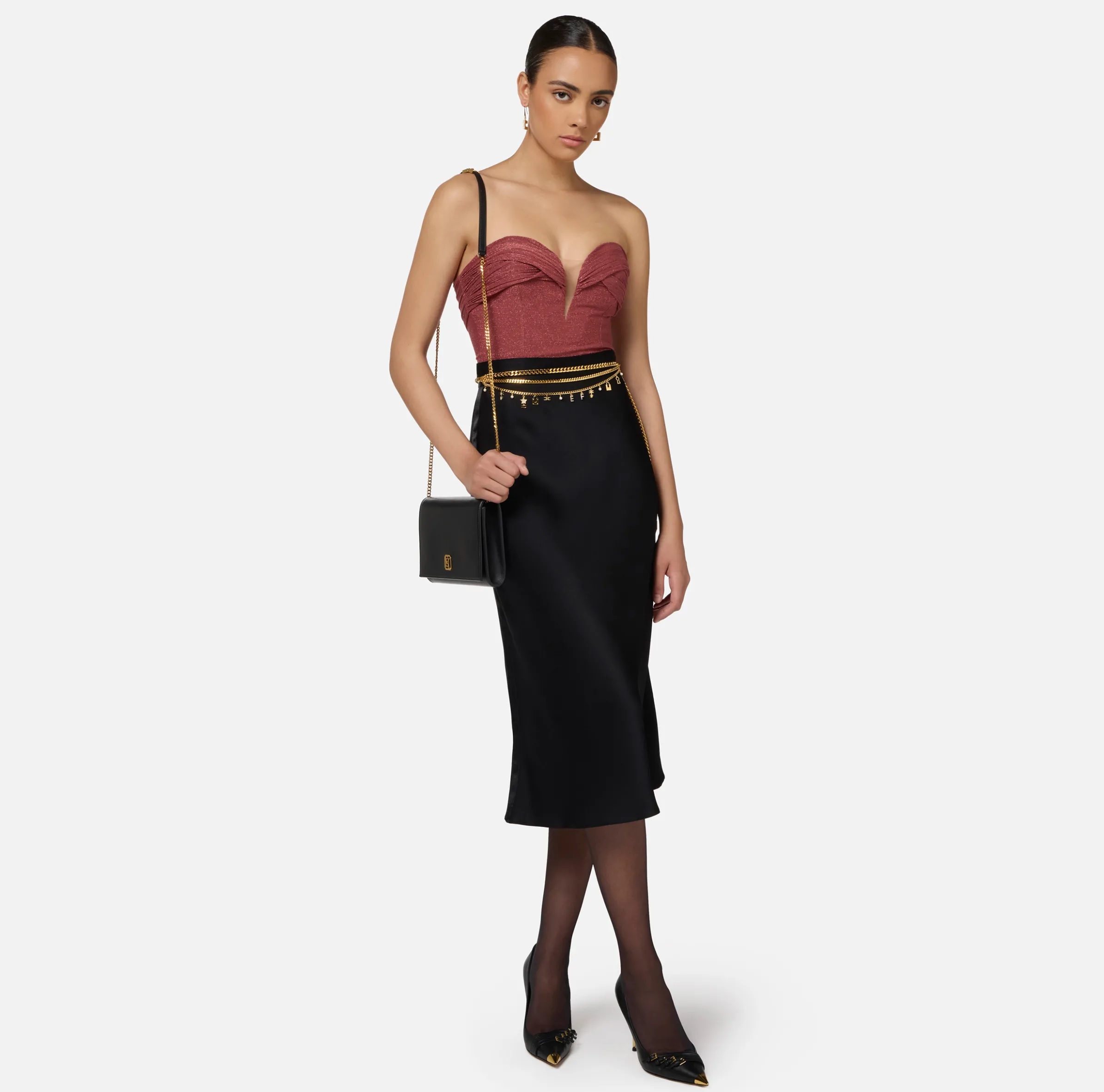 Body in jersey lurex plissettato