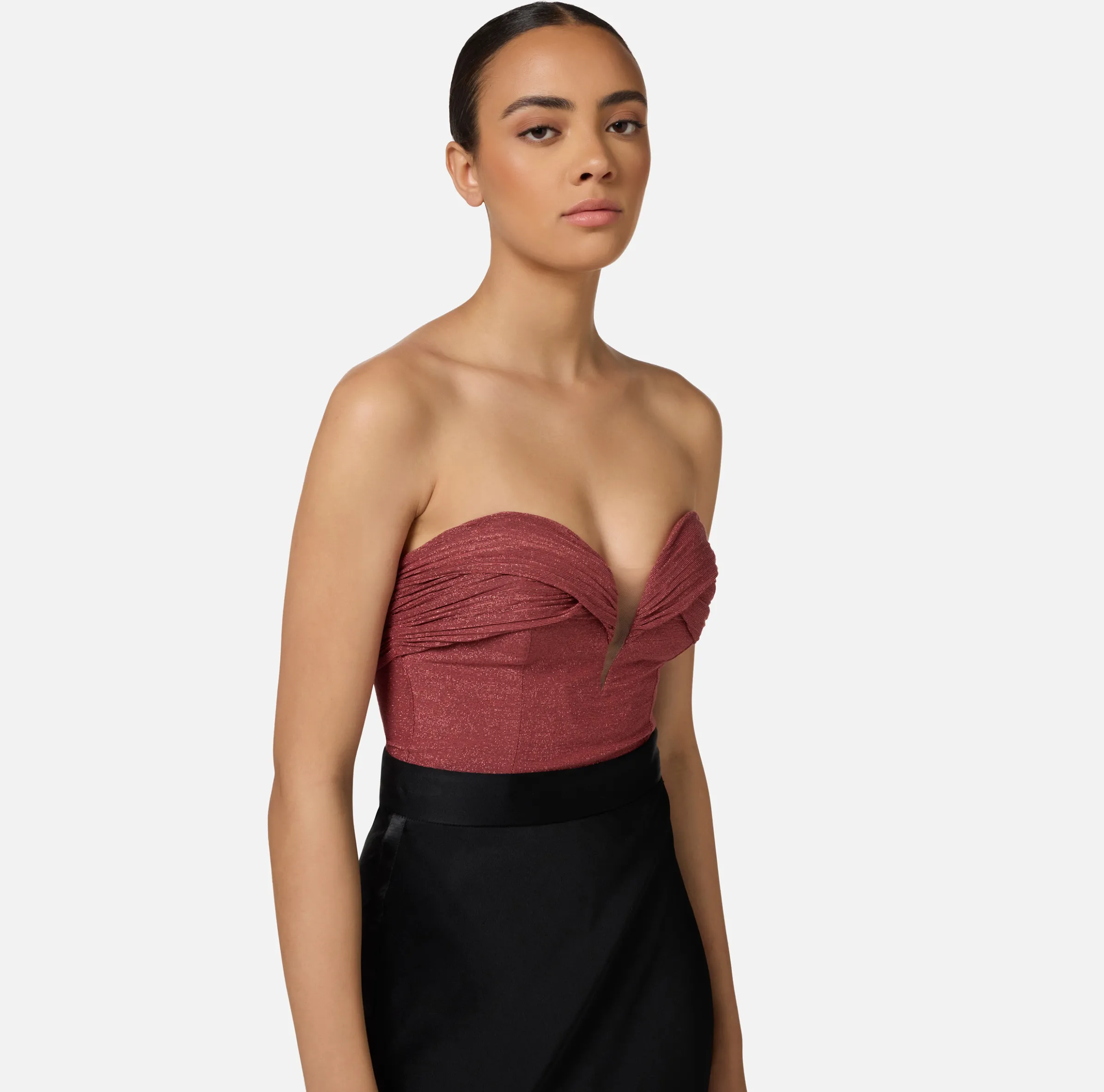 Body in jersey lurex plissettato