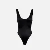 Body in lycra con bande in elastico logato