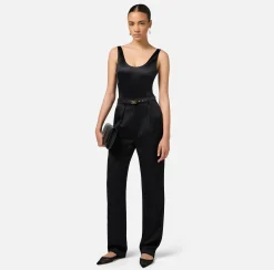 Body in lycra con bande in elastico logato