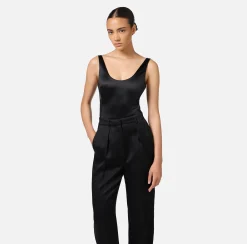 Body in lycra con bande in elastico logato