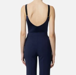 Body in lycra con bande in elastico logato