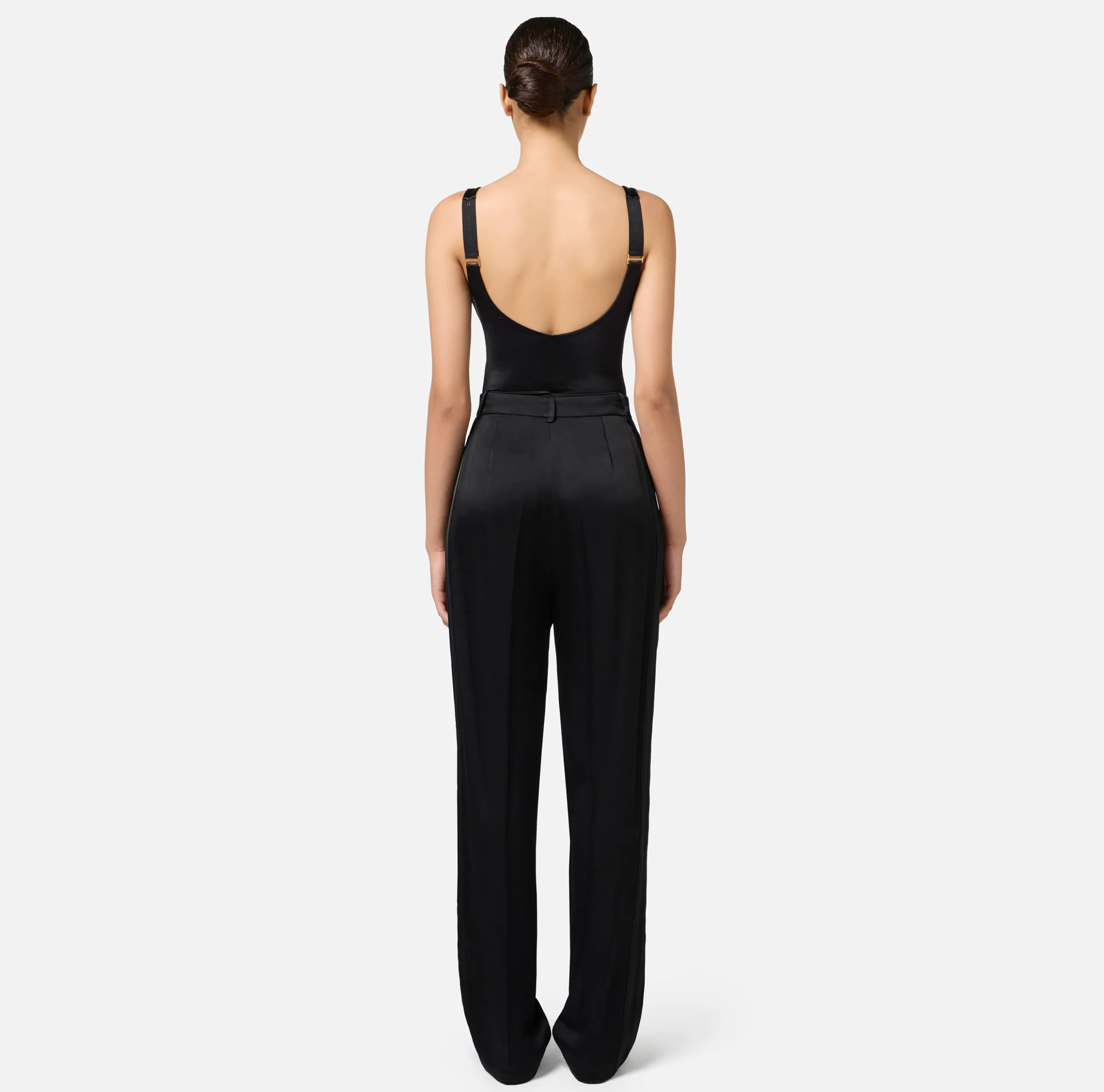 Body in lycra con bande in elastico logato