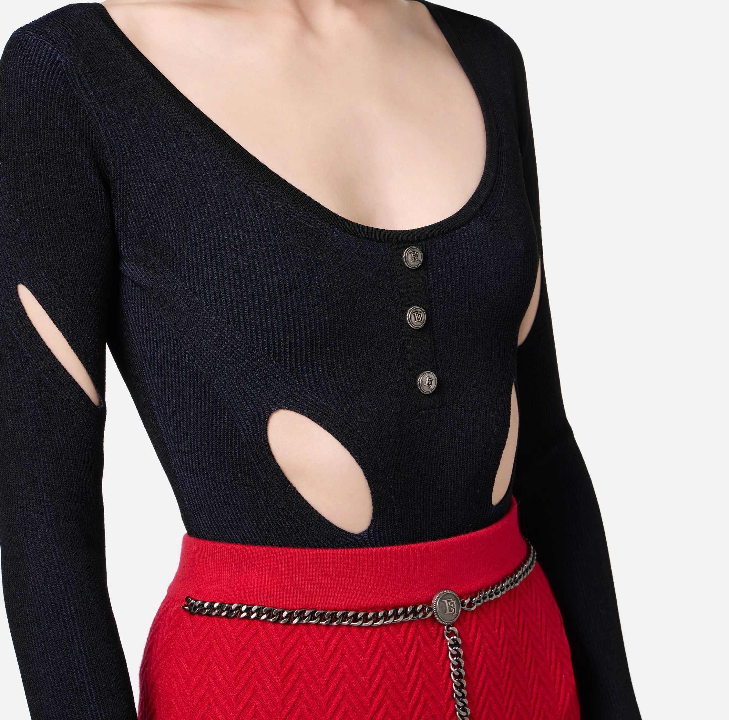 Body in misto viscosa con cut-out