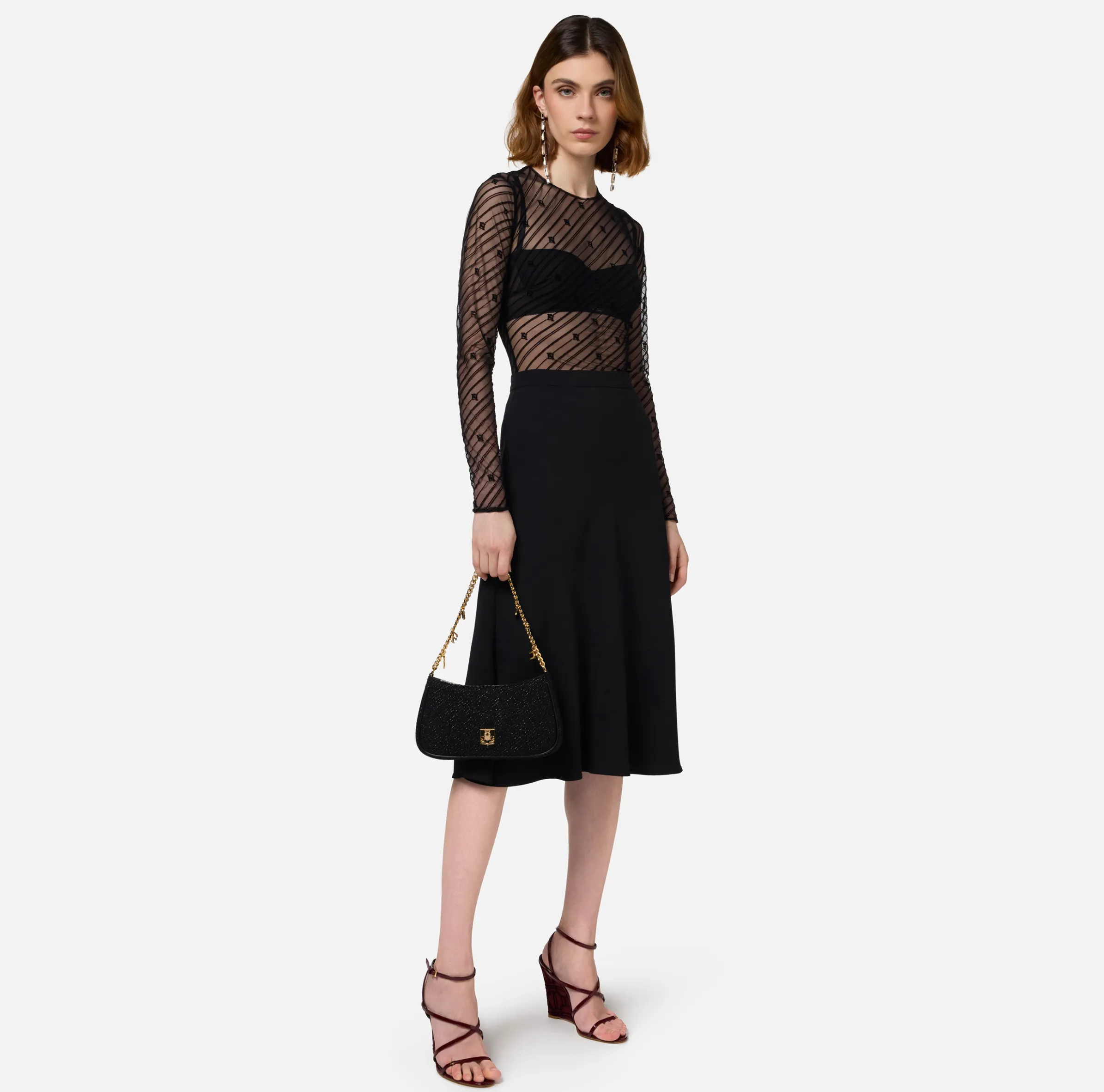 Body in tulle flock disegno diagonale