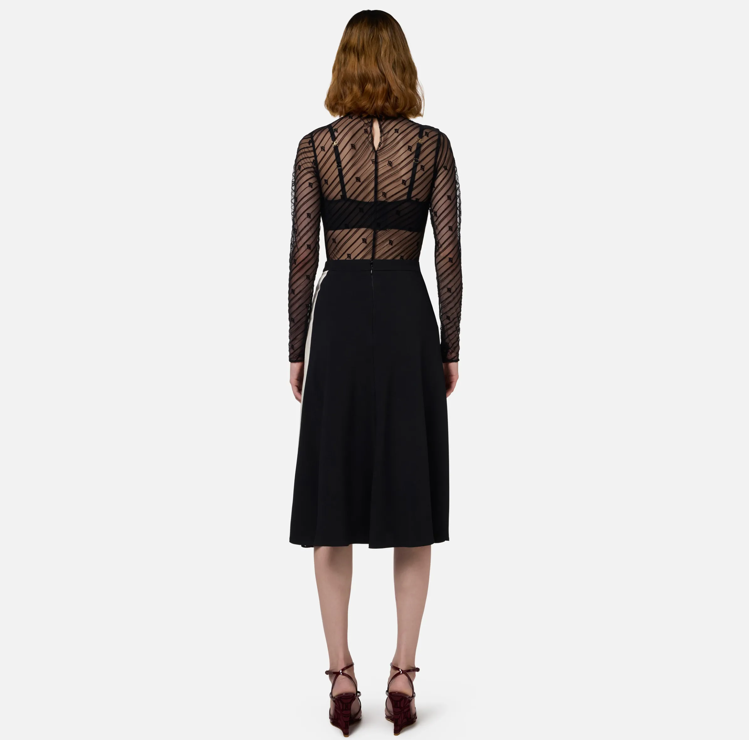 Body in tulle flock disegno diagonale