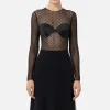 Body in tulle jacquard con coppe