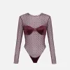 Body in tulle jacquard con coppe