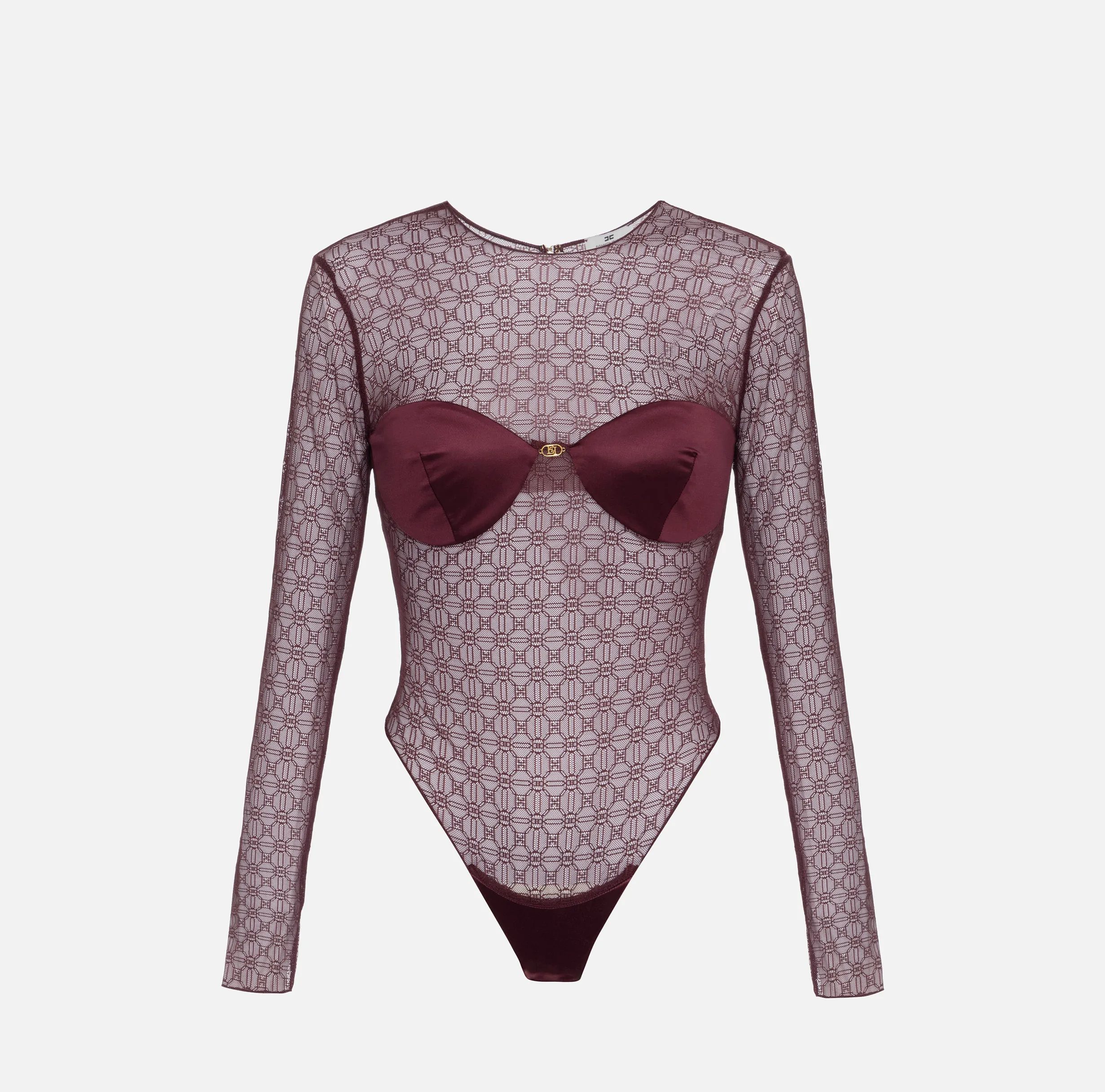 Body in tulle jacquard con coppe