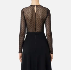 Body in tulle jacquard con coppe