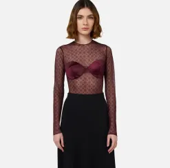 Body in tulle jacquard con coppe