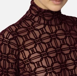 Body in tulle stampato flock