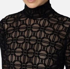 Body in tulle stampato flock