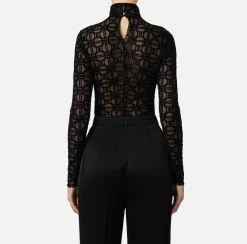 Body in tulle stampato flock