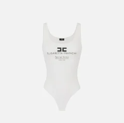Body in viscosa punto rete con intarsio