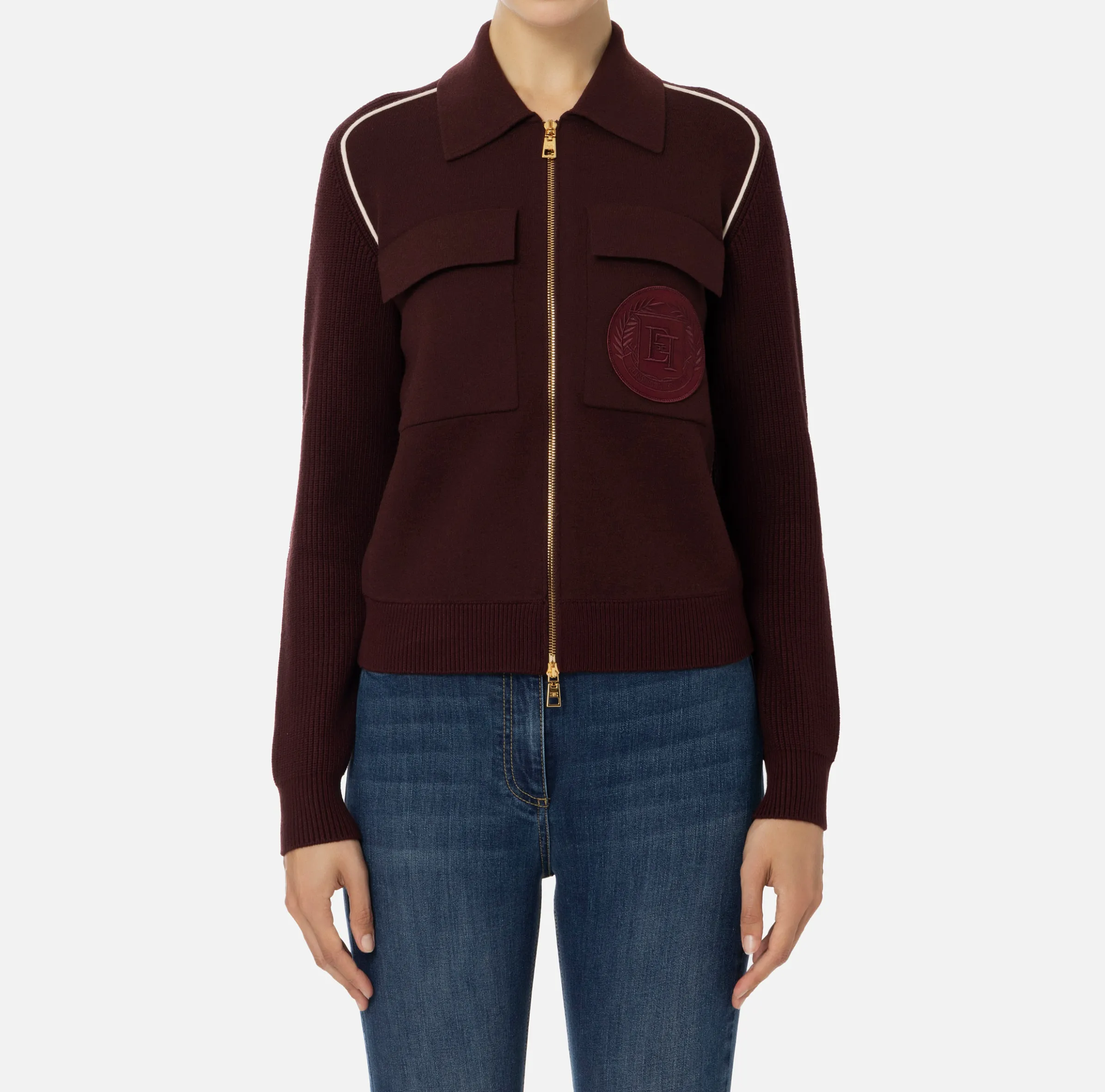 Bomber in viscosa con patch logo