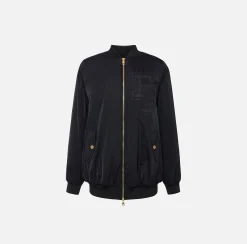 Bomber over in nylon satin con logo