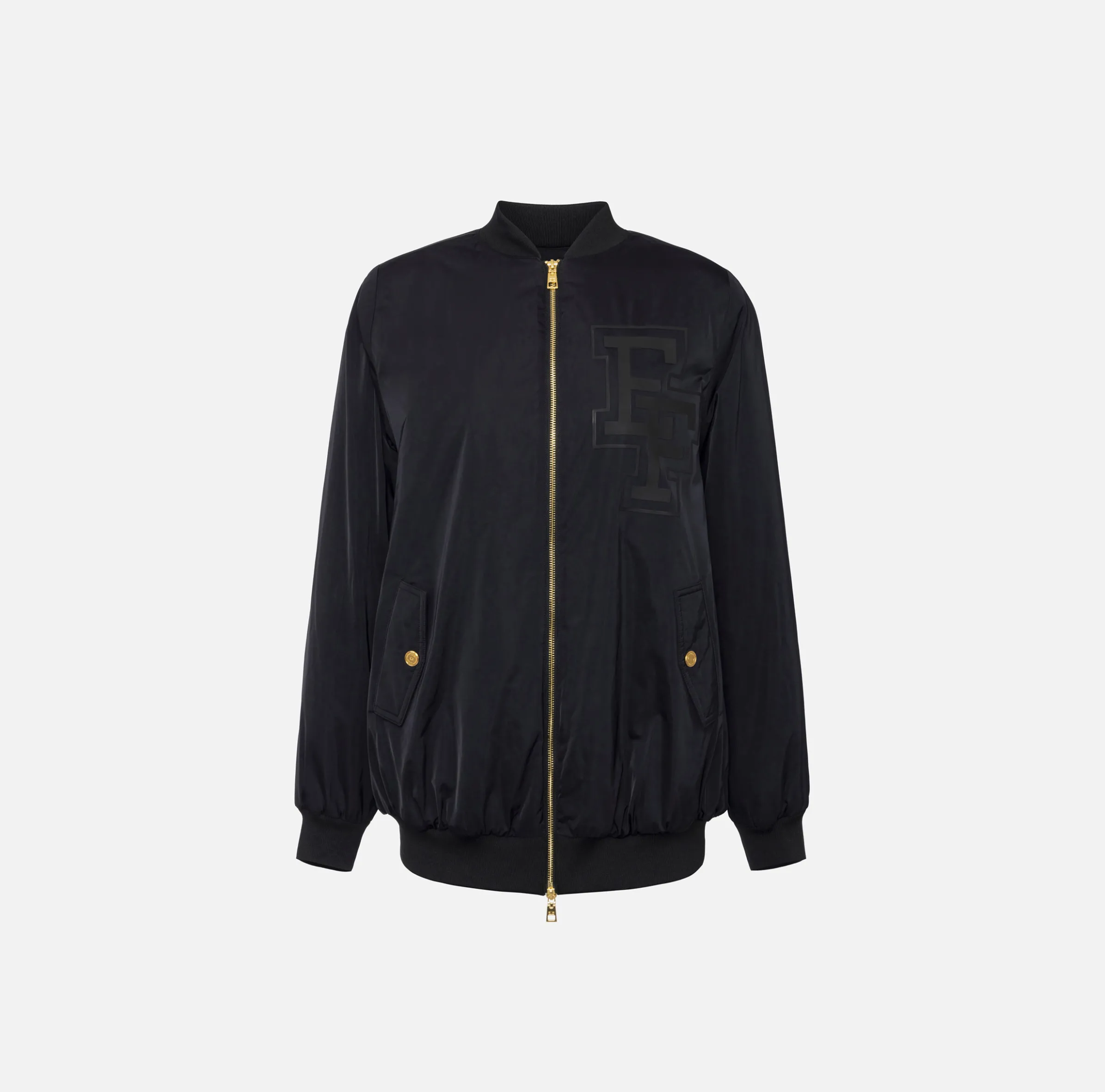 Bomber over in nylon satin con logo