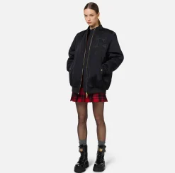 Bomber over in nylon satin con logo