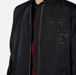 Bomber over in nylon satin con logo