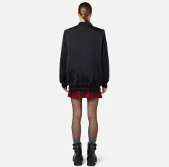 Bomber over in nylon satin con logo