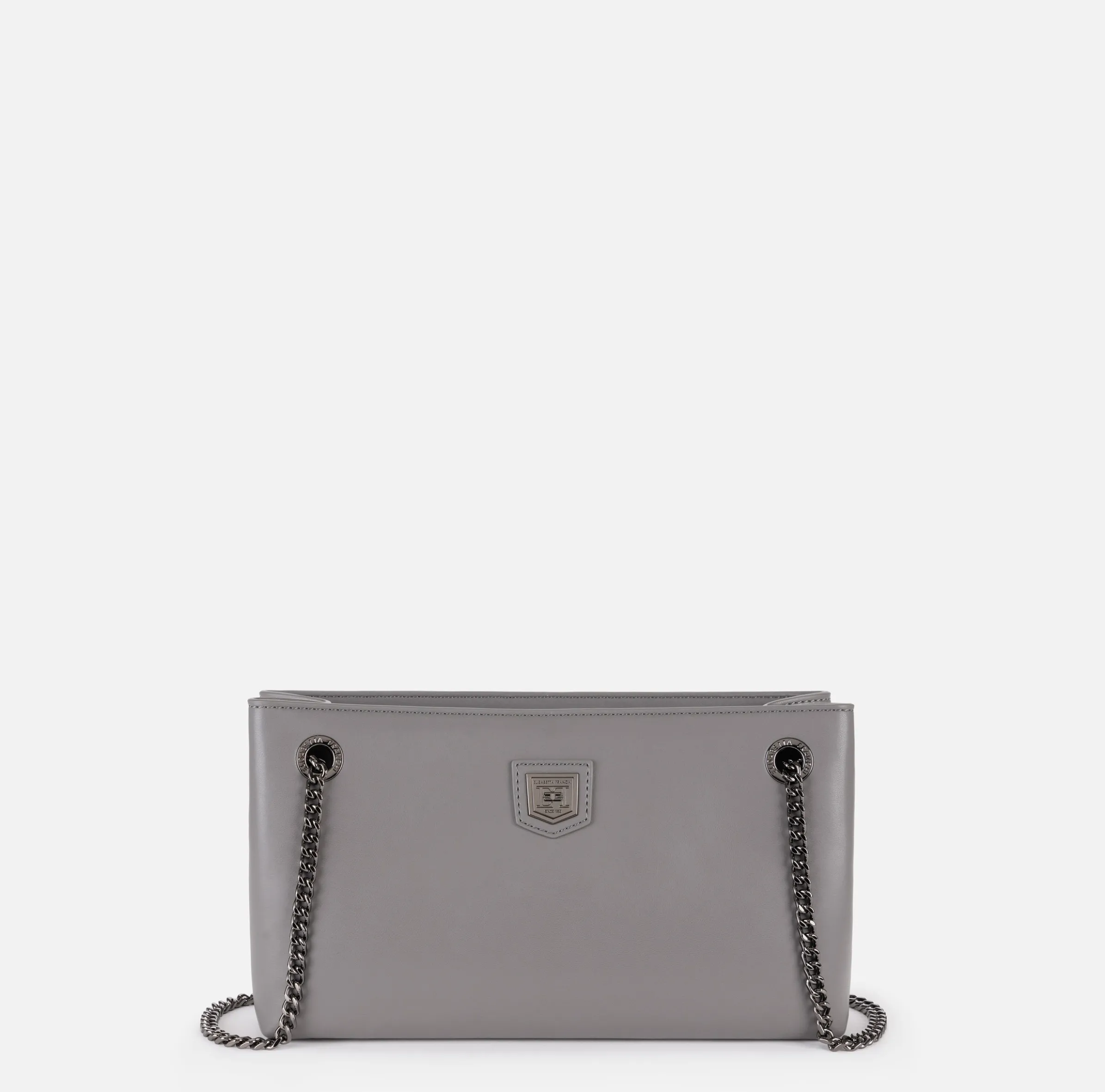Borsa a tracolla con scudetto in metallo silver