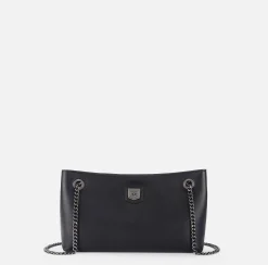 Borsa a tracolla con scudetto in metallo silver