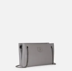 Borsa a tracolla con scudetto in metallo silver