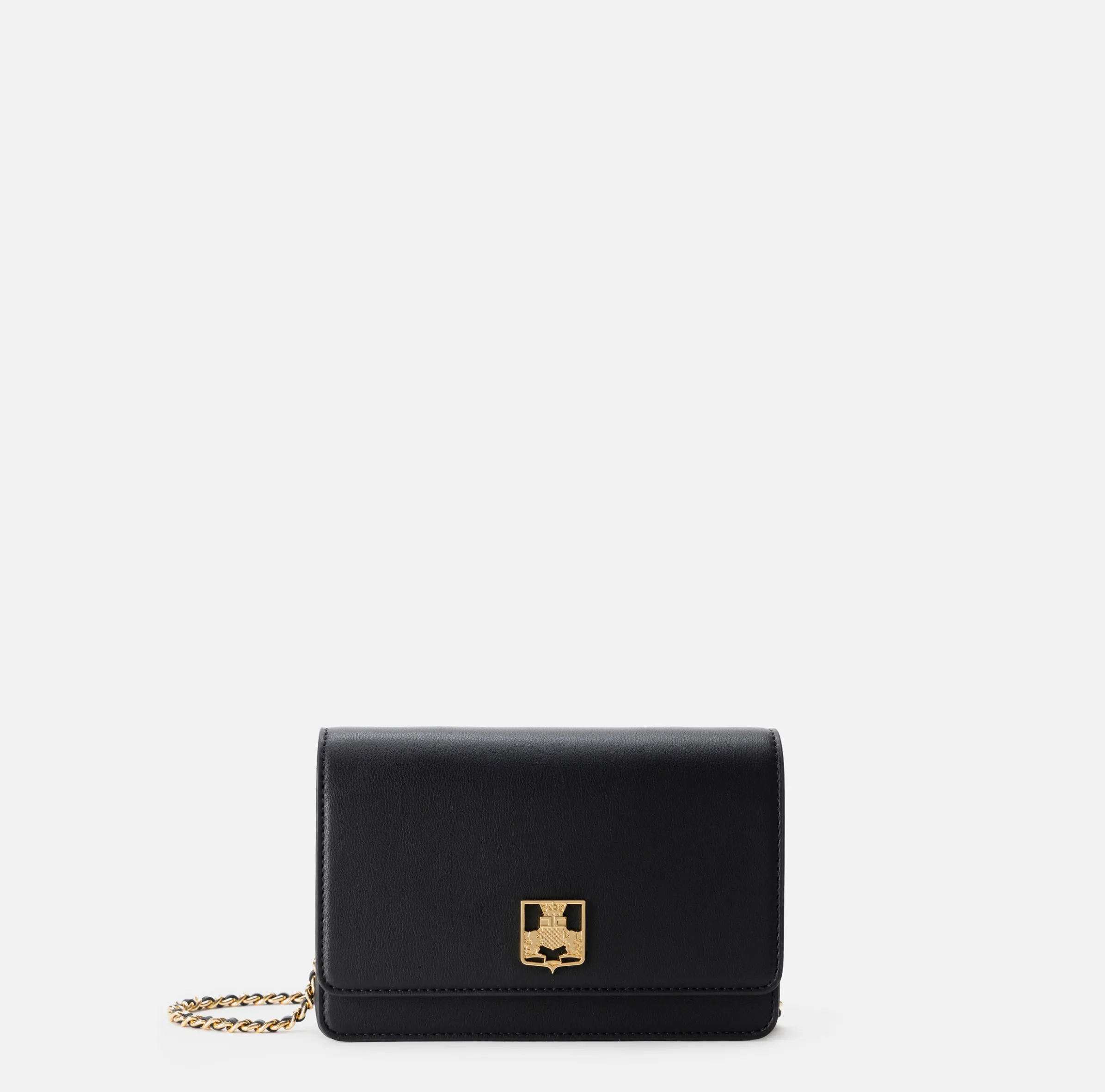Borsa a tracolla in materiale sintetico con placca logo