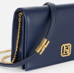 Borsa a tracolla in nappa con placca logo