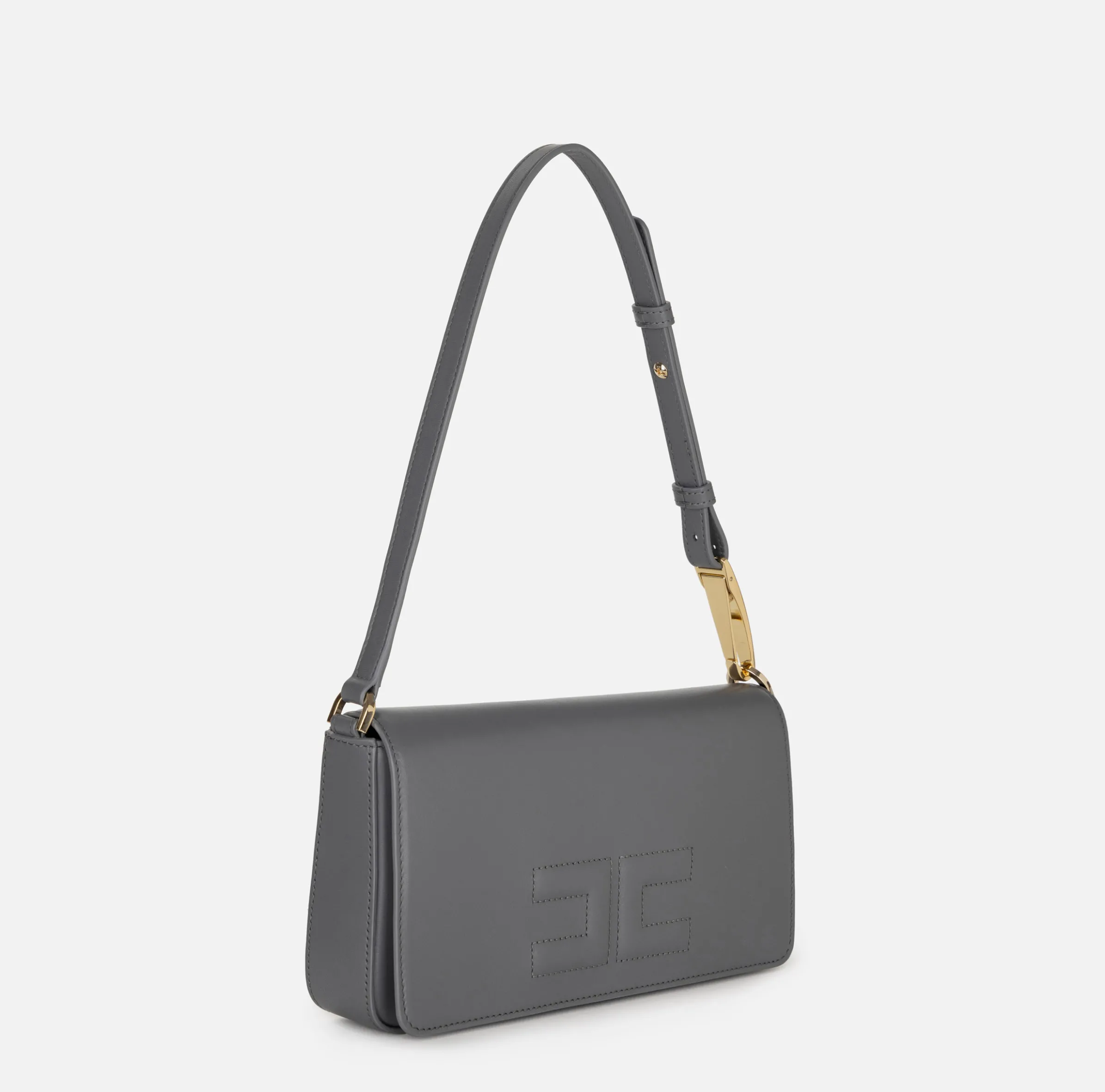 Borsa a tracolla in pelle con logo embossed