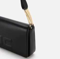Borsa a tracolla in pelle con logo embossed